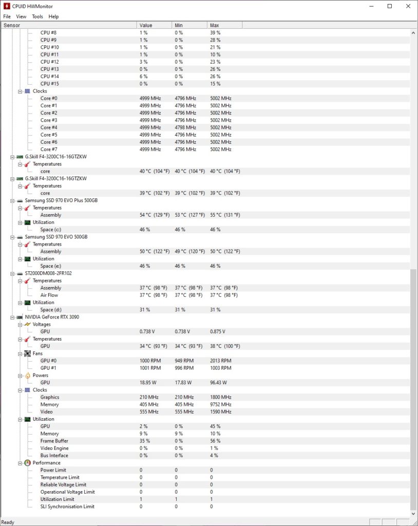 CPUID Monitor liste des CPU