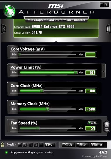 MSI Afterburner augmenter core clock