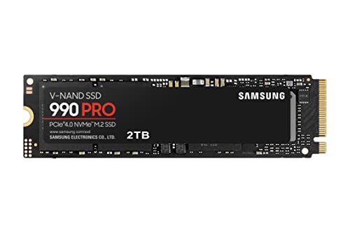 Samsung SSD 990 Pro NVMe M.2 Pcle 4.0, SSD Interne, Capacité 2 To, Vitesse de lecture jusqu'à 7 450 Mo/s, Gestion Intelligente de la Chaleur avec Revêtement en Nickel, MZ-V9P2T0BW