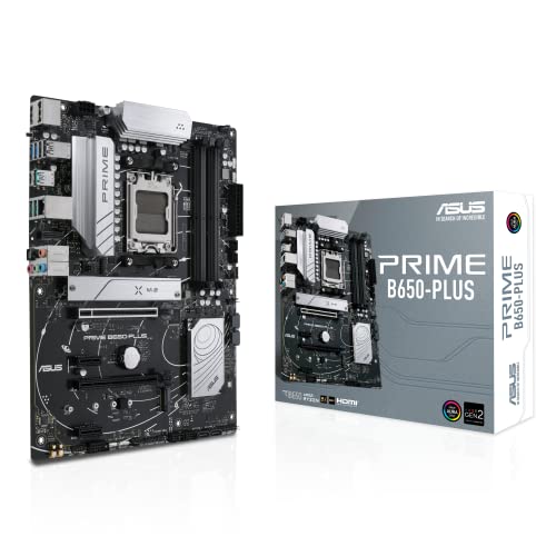 ASUS PRIME B650-PLUS – Carte mère AMD Ryzen AM5 ATX (DDR5, PCIe 5.0 M.2 support, 2.5Gb Ethernet, DisplayPort, HDMI, SATA 6 Gbps, USB 3.2 Gen 2 Type-C, front USB 3.2 Gen 1 Type-C, USB4, Arua Sync RGB)