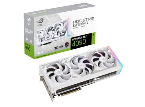 ASUS ROG Strix GeForce RTX™ 4090 White OC Edition Carte graphique Gaming (PCIe 4.0, 24 Go GDDR6X, HDMI 2.1a, DisplayPort 1.4a)