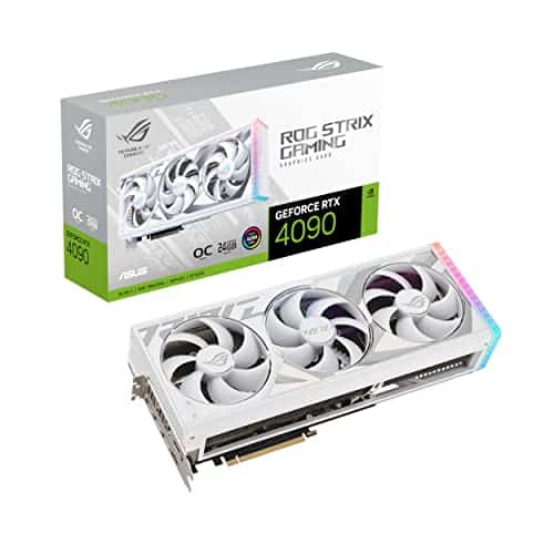ASUS ROG STRIX NVIDIA GeForce RTX 4090 OC Edition / Blanc – Carte graphique gaming (24GB GDDR6X, PCIe 4.0, DLSS 3, HDMI 2.1a, DisplayPort 1.4a, ventilateurs axiaux)