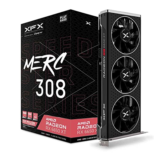 XFX Speedster MERC308 Radeon RX 6650XT Black Gaming Carte Graphique avec 8GB GDDR6 HDMI 3xDP, AMD RDNA™ 2 (RX-665X8TBDY)