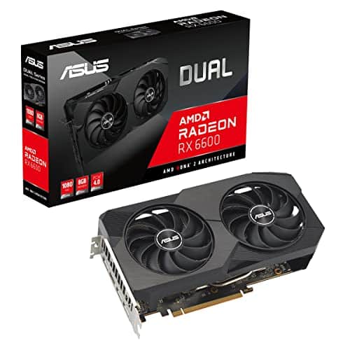 ASUS DUAL AMD Radeon RX 6600 V2 Edition – Carte graphique (8GB GDDR6, AMD RDNA 2, PCIe 4.0, HDMI 2.1, DisplayPort 1.4a, Ventilateurs axiaux, Technologie 0dB)