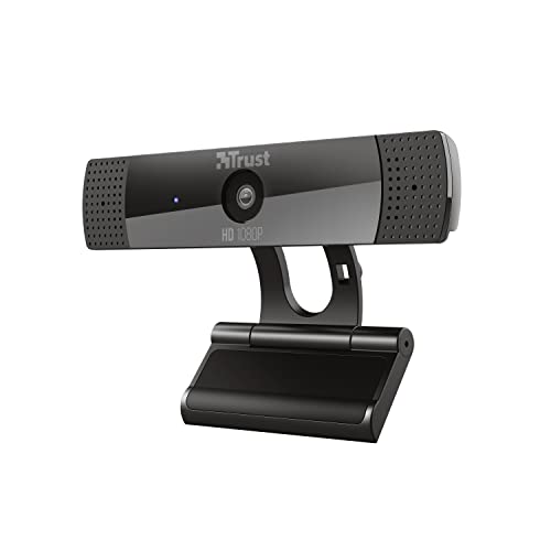 Trust Gaming GXT 1160 Vero Webcam Full HD 1080p 30 FPS avec Micro Intégré, Web Caméra d’Ordinateur USB pour PC, Ordinateur Portable, Laptop, Video, Youtube, Skype, Teams, Zoom, Streaming - Noir