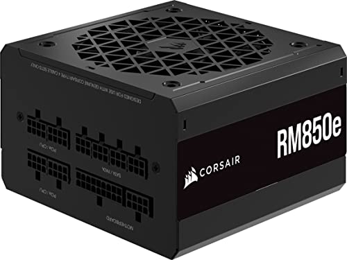 Corsair RM850e (2023) Alimentation Entièrement Modulaire et Silencieuse - Compatible ATX 3.0 et PCIe 5.0 - Condensateurs à 105°C - Efficacité 80 PLUS Gold - Support de Veille Moderne - Noir