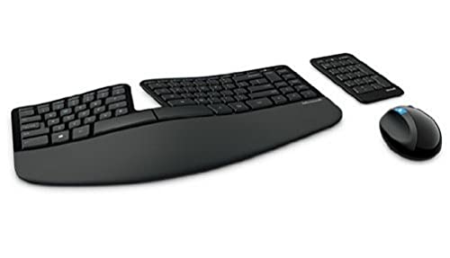 Microsoft – Sculpt Ergonomic Desktop – Ensemble clavier et souris ergonomiques sans fil avec récepteur USB (repose poignets, pavé numérique séparé) – (Clavier AZERTY français) – Noir (L5V-00007)