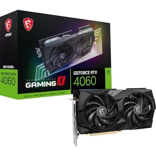 MSI GeForce RTX 4060 Gaming X 8G Carte Graphique Gaming - 8Go GDDR6 (17 Gbps/128-bit), PCIe Express Gen 4x8, DLSS3, 3X DP v1.4a, HDMI 2.1a (comptabile 4K & 8K HDR)