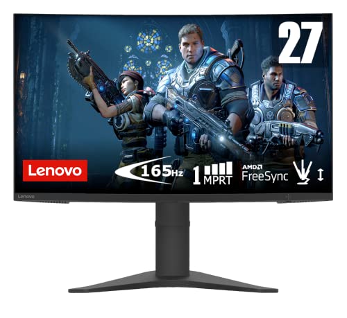 Lenovo G27c-10 - Écran Gaming incurvé 27" (FHD, VA, 165Hz, 1ms, HDMI+DP, Cable HDMI, FreeSync, Socle en Métal) Réglage en Inclinaison/hauteur - Noir