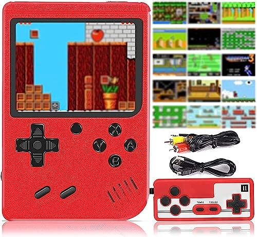 PZNETUE Console De Jeux Portable, Console Retrogaming Retro FC avec 400 Jeux Classiques Mini Arcade, pour 2 Joueurs TV Consoles de Jeux Portable, Cadeau pour Enfants Garçon 5 6 7 8 9 10 11 Ans (Rouge)