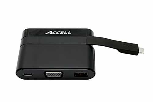 Accell USB-C Portable Station d'accueil – VGA, USB-A 3.0, Ports de Chargement USB-C 3 A VGA Noir