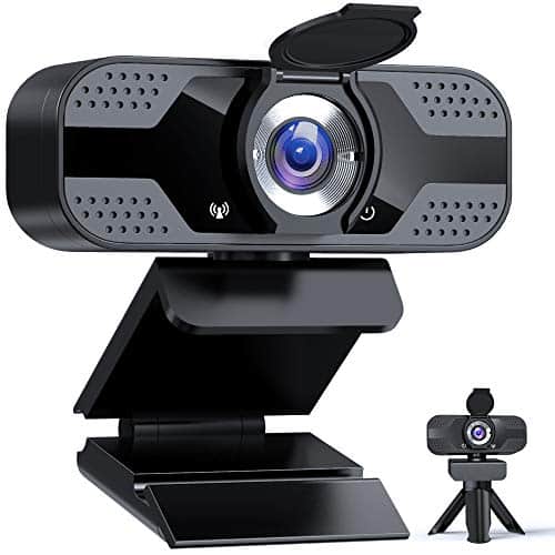 Webcam PC 1080P Full HD avec Microphone, Caméra Web USB avec trépied, pour Ordinateur de Bureau et Portable, pour Vidéo, Etudes, Vidéoconférence, Enregistrement, Jeux, Cours en Ligne