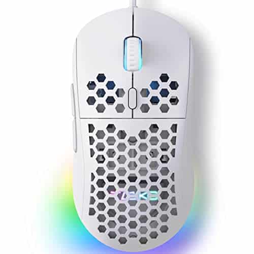 Dierya × TMKB M1SE Souris Gamer pour PC, avec capteur Optique 12800 DPI Gaming Mouse, 6 Boutons programmables, RGB Personnalisable, Ergonomique Souris Filaire Ordinateur - Blanc