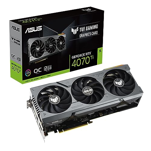 ASUS TUF GAMING NVIDIA GeForce RTX 4070 OC Edition – Carte graphique gaming (12GB GDDR6X, PCIe 4.0, DLSS 3, HDMI 2.1a, DisplayPort 1.4a, ventilateurs axiaux)