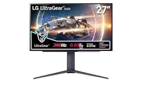 LG Ultragear™ 27GR95QE-B Ecran PC Gaming OLED 27" - dalle OLED résolution QHD (2560x1440), 0.03ms GtG 240Hz, HDR 10, DCI-P3 98.5%, AMD FreeSync Premium, Compatible NVIDIA G-Sync, HDMI 2.1