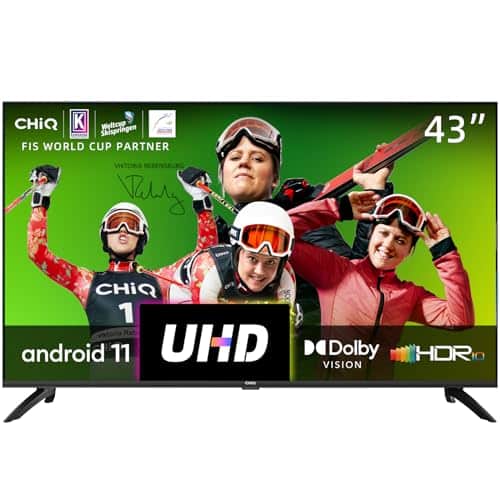 CHIQ U43H7A, 43"(108cm), Android Smart TV, UHD, 4K, WiFi, Bluetooth,Google Assistant, Netflix, Prime Video,3 HDMI,2 USB