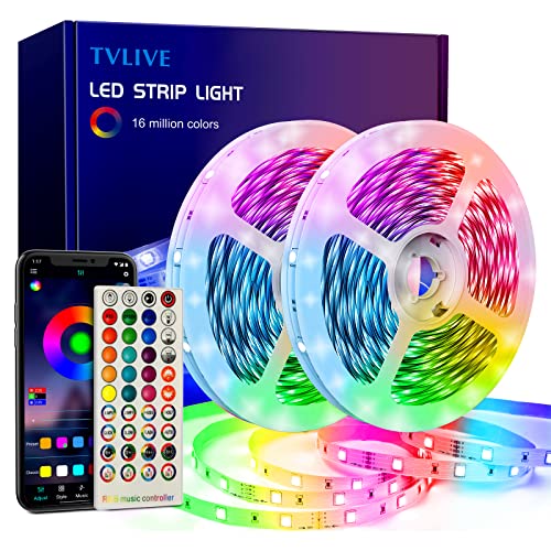 TVLIVE Ruban LED 20M LED Chambre RGB Bande LED Multicolore App Contrôle, Led Ruban avec Télécommande à 40 Touches, Synchroniser avec Rythme de Musique/Fonction de Minuterie, pour Décoration,Cuisine