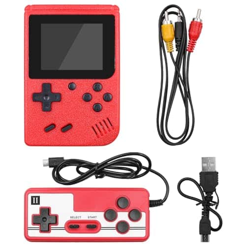 Tiardey Console de Jeu Portable Console rétro Portable avec 400 Jeux Classiques Prise en Charge de l'écran Couleur 3 Pouces pour Les Jeux à Deux Joueurs (Rouge)