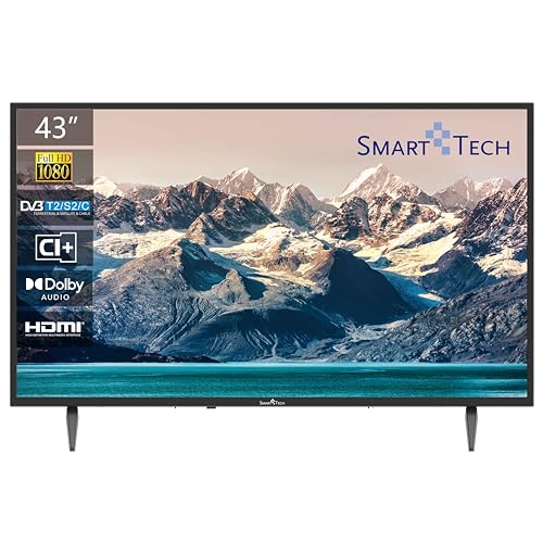 Smart Tech 43FN10T2 Full HD 1920 (H) × 1080 (V) LED TV 43 Pouces (109cm) Triple Tuner Dolby Audio H.265 3xHDMI, 2xUSB, modèle 2023