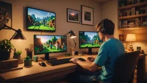 Joueur jouant à Minecraft