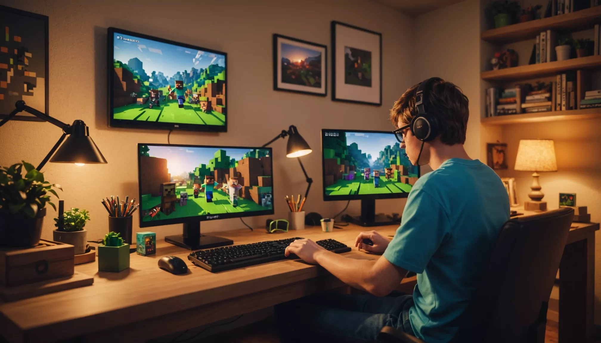 Joueur jouant à Minecraft